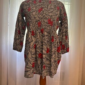 J. Jill white/ black/ red floral empire waist top size M new with tag